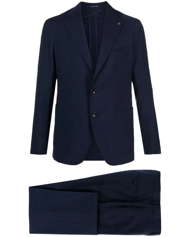 Tagliatore Einreihiger Anzug mit Logo-Applikation - Blau Blau