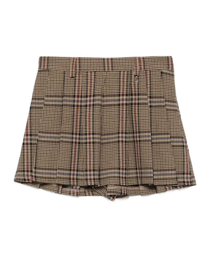 Dixie Karierte Shorts mit Falten - Braun Braun