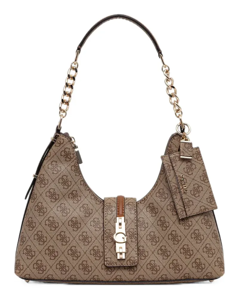 Guess Yvonne Tote Bag mit Logo-Monogramm und Kettenelementen - Braun Braun
