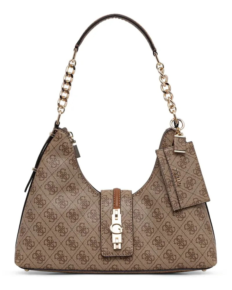 Guess Yvonne Tote Bag mit Logo-Monogramm und Kettenelementen - Braun Braun