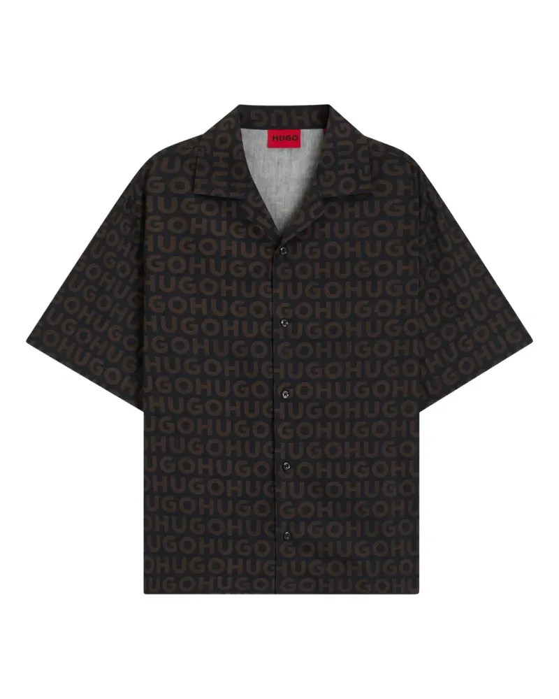 HUGO BOSS Hemd mit Logo-Print - Schwarz Schwarz