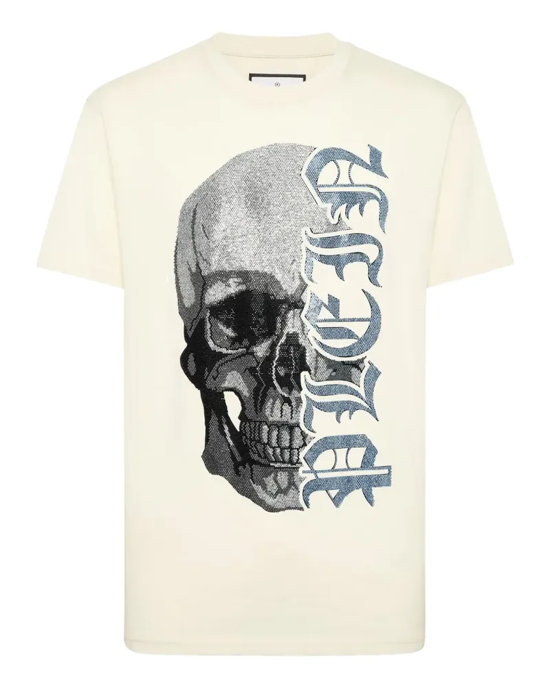 Philipp Plein T-Shirt mit Totenkopf - Nude Nude