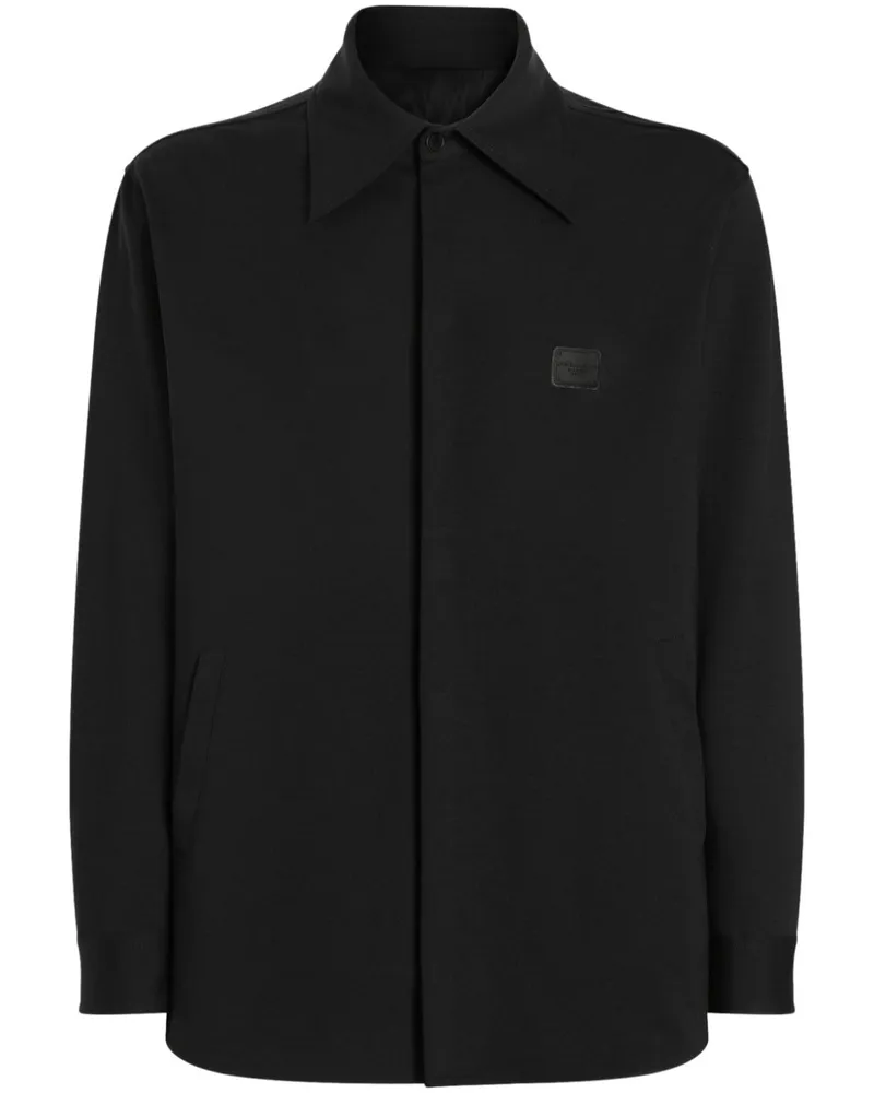 Dolce & Gabbana Hemdjacke mit Logo-Schild - Schwarz Schwarz