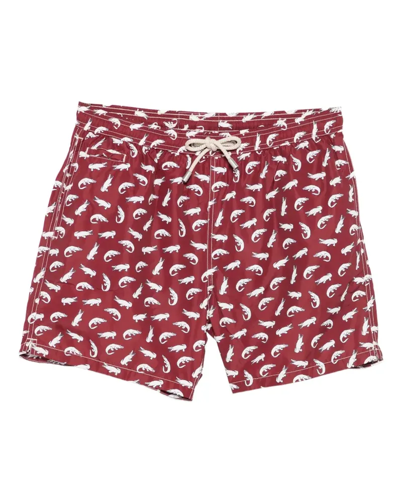 MC2 Saint Barth alligator-print drawstring swim shorts - Rot Rot