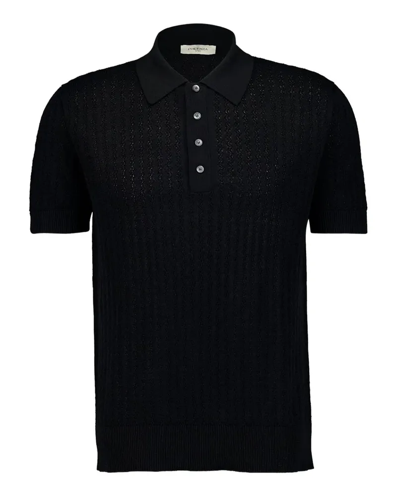 Piacenza Cashmere Poloshirt aus geripptem Strick - Schwarz Schwarz