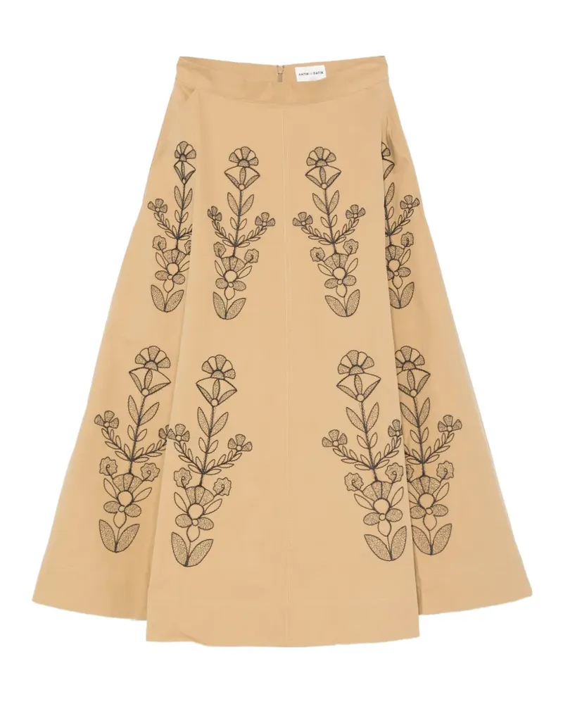 Antik Batik Maria floral-embroidered maxi skirt - Nude Nude