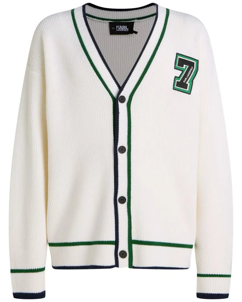 Karl Lagerfeld Cardigan mit Applikation Weiß