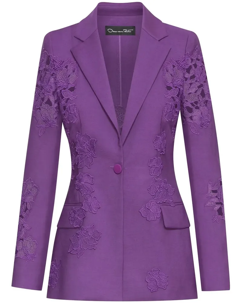 Oscar de la Renta Blazer mit Spitzeneinsätzen - Violett Violett