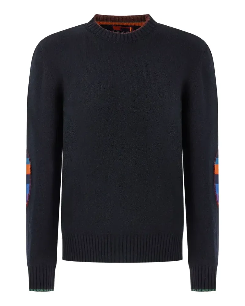 Gallo Pullover mit gestreiften Ellenbogen-Patches - Schwarz Schwarz