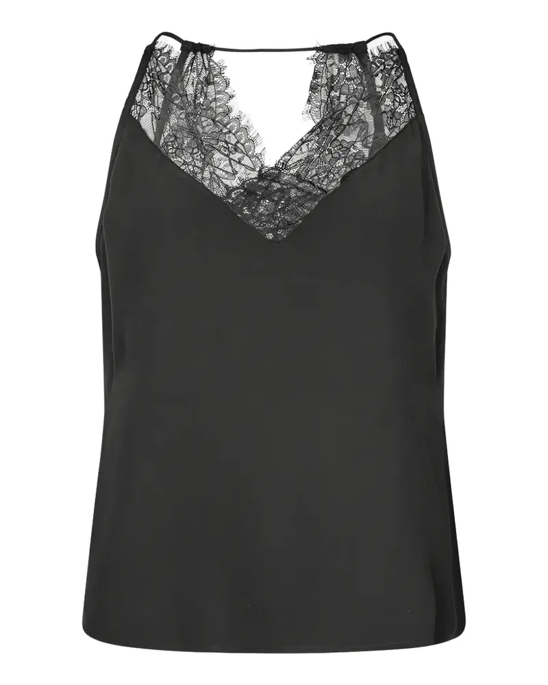 Rabens Saloner lace-trim top - Schwarz Schwarz