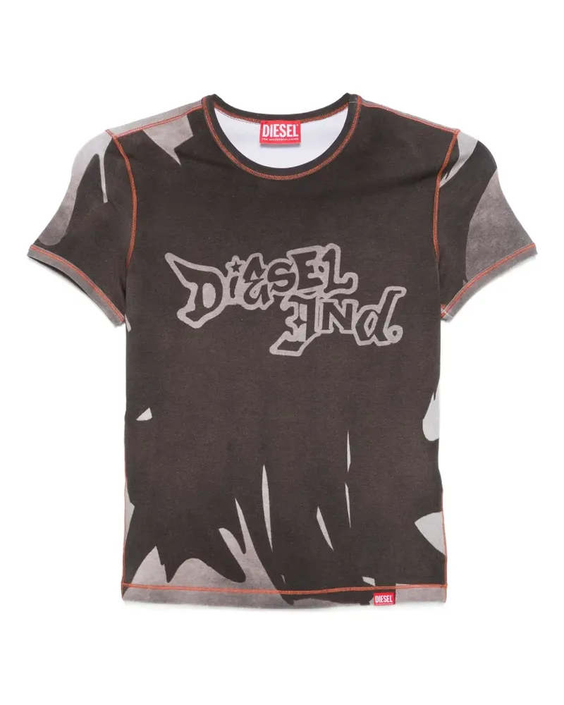 Diesel T-Shirt mit Logo-Print - Braun Braun