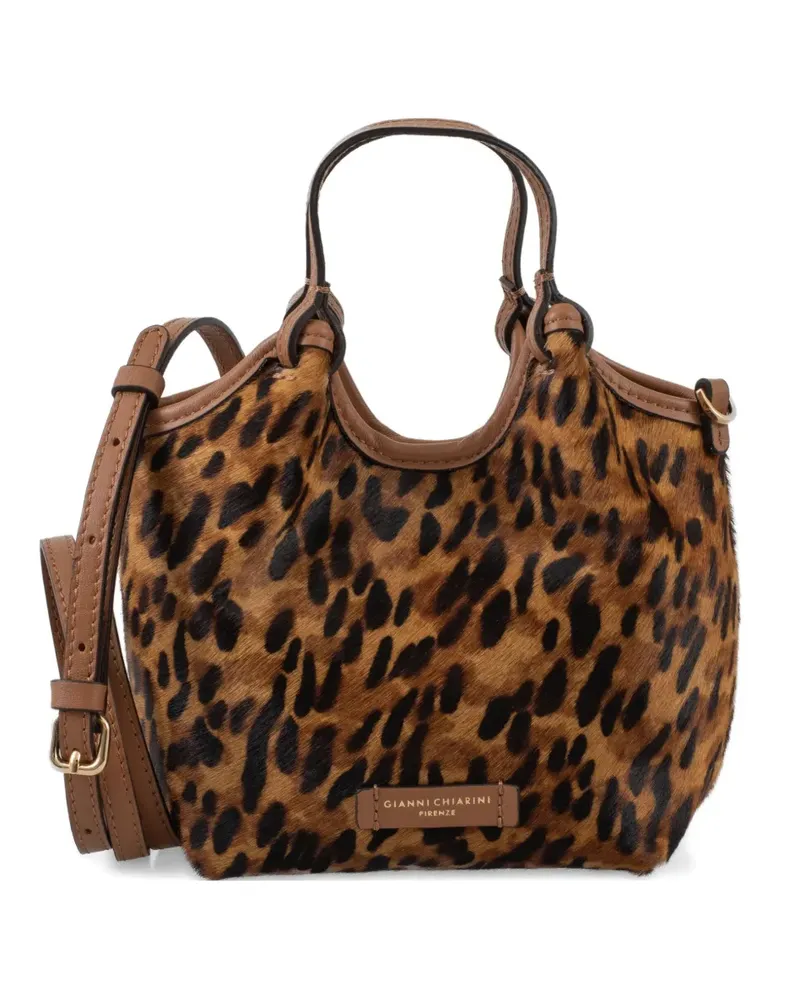 Gianni Chiarini Dua Tote Bag mit Leoparden-Print - Braun Braun