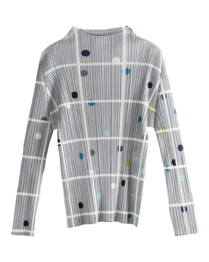 Issey Miyake pleated checked top - Grau Grau