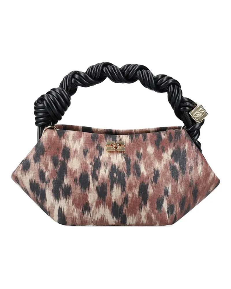 Ganni mini Bou braided-handle tote bag - Braun Braun