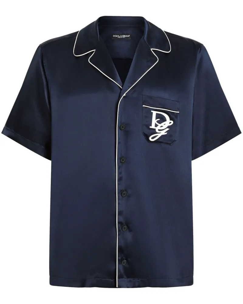 Dolce & Gabbana Hemd mit Logo-Stickerei - Blau Blau