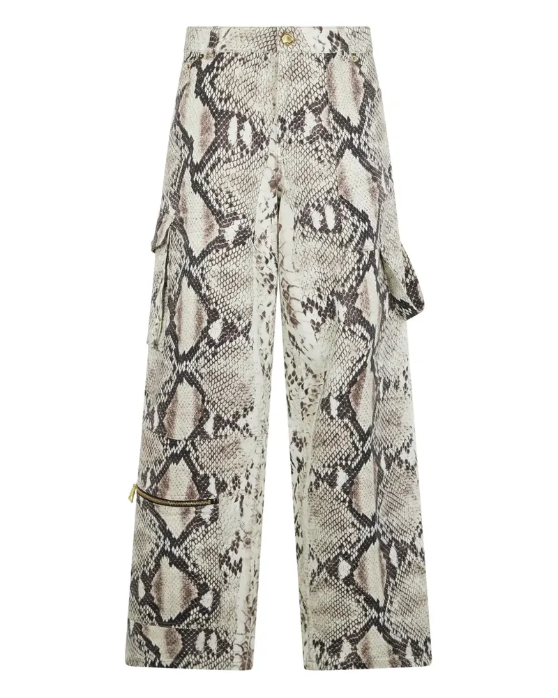 Roberto Cavalli Cargohose mit Python-Print - Weiß Weiß