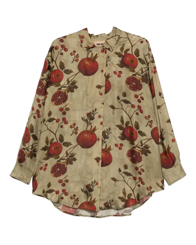 Uma Wang Hemd mit Granatapfel-Print - Grün Grün