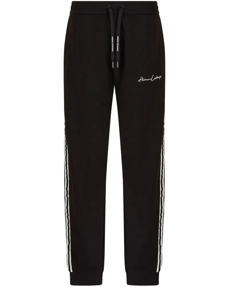 Armani Exchange Jogginghose mit Logo-Stickerei - Schwarz Schwarz