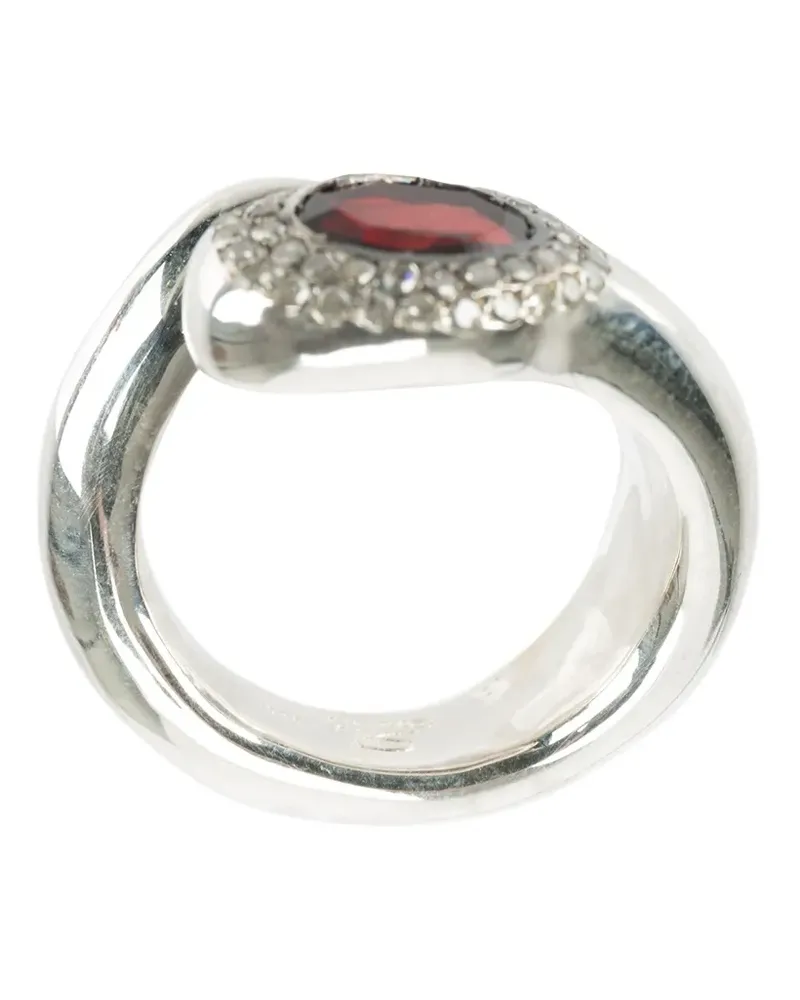 Rosa Maria Silberring mit Granat und grauen Diamanten - Metallic Metallic
