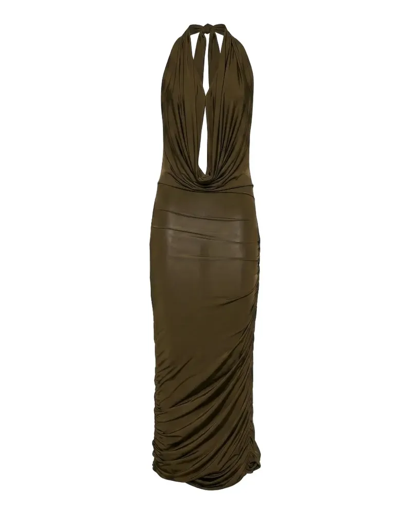 Blumarine ruched halterneck maxi dress - Grün Grün