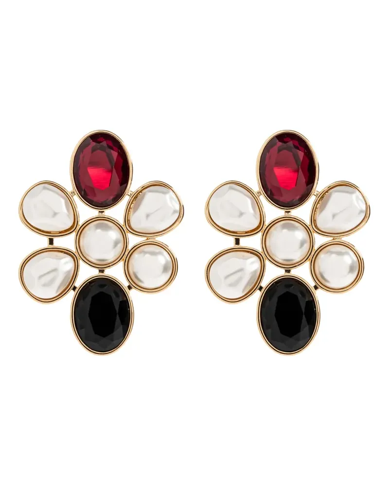 Self-Portrait faux-pearl earrings - Gold Gold