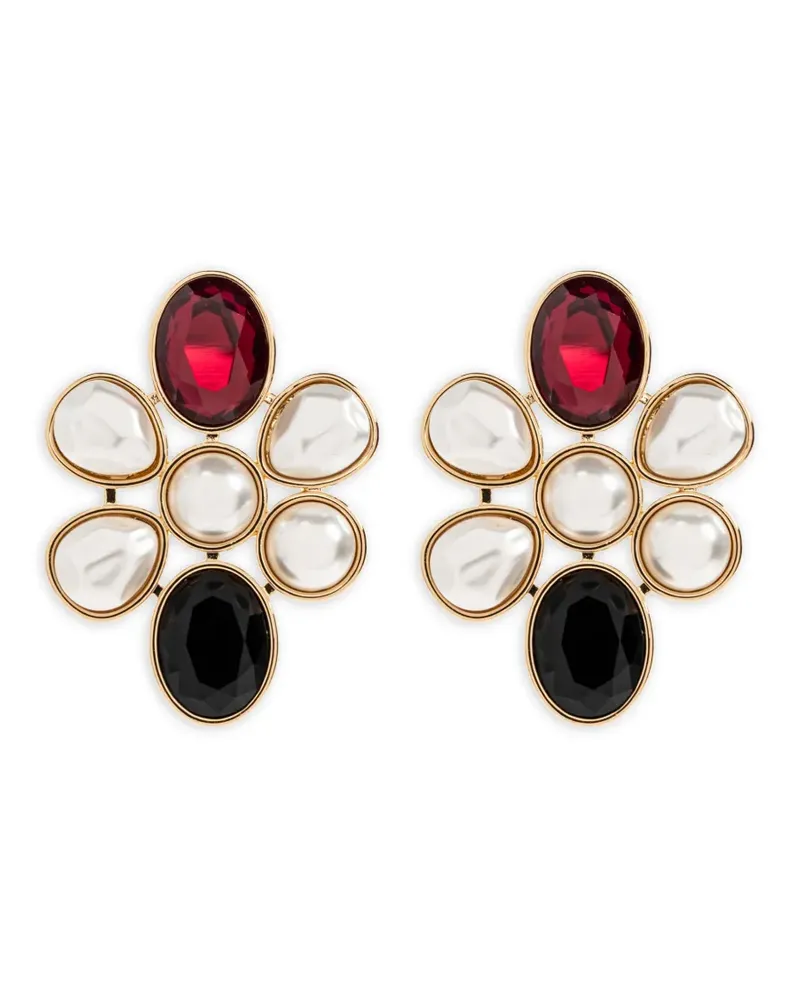 Self-Portrait faux-pearl earrings - Gold Gold