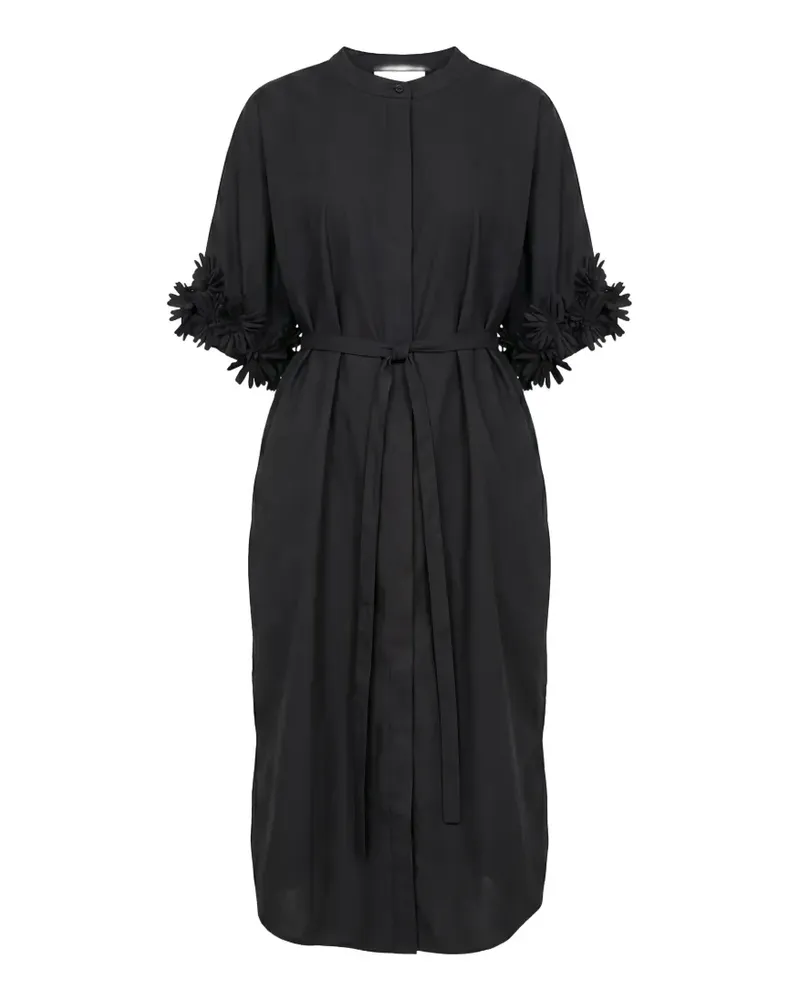 MEIMEIJ floral-appliqué belted midi dress - Schwarz Schwarz