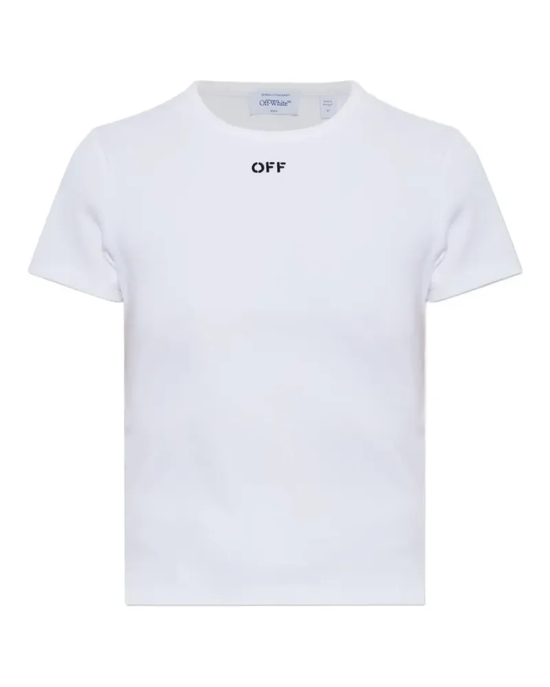 OFF-WHITE Geripptes T-Shirt mit Logo - Weiß Weiß