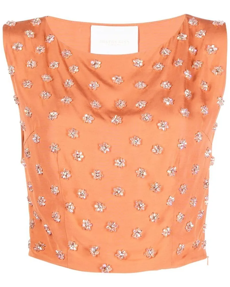 SHATHA ESSA Cropped-Top mit Perlen Orange