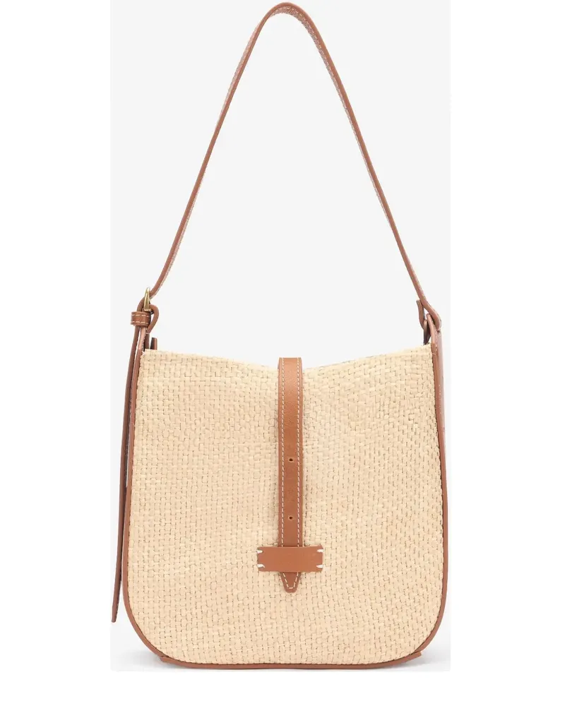 Roberto Cavalli Schultertasche mit Webmuster - Nude Nude