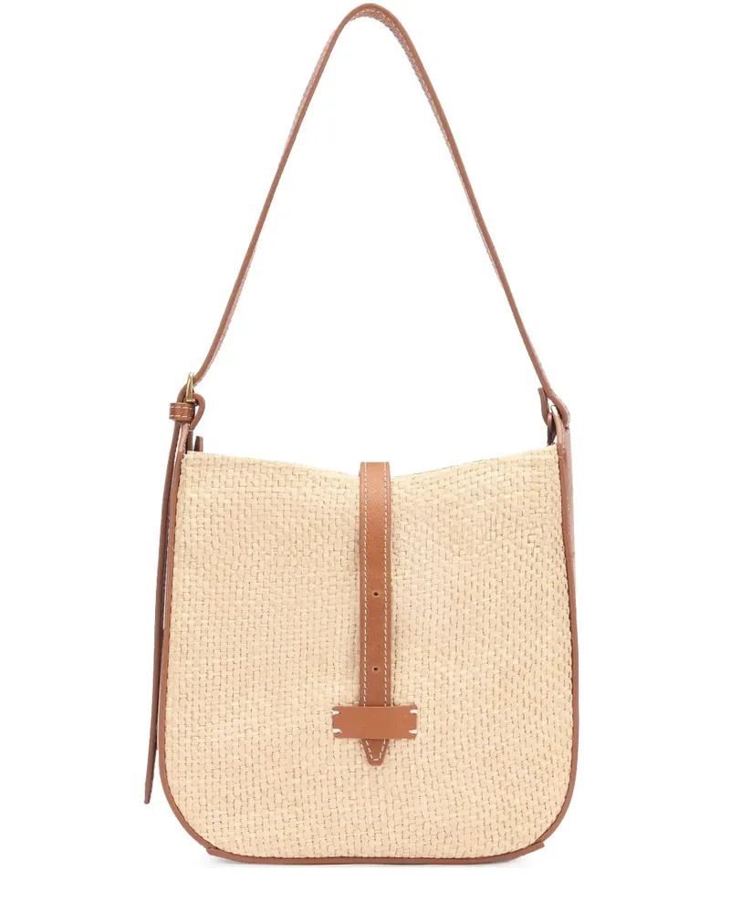 Roberto Cavalli Schultertasche mit Webmuster - Nude Nude