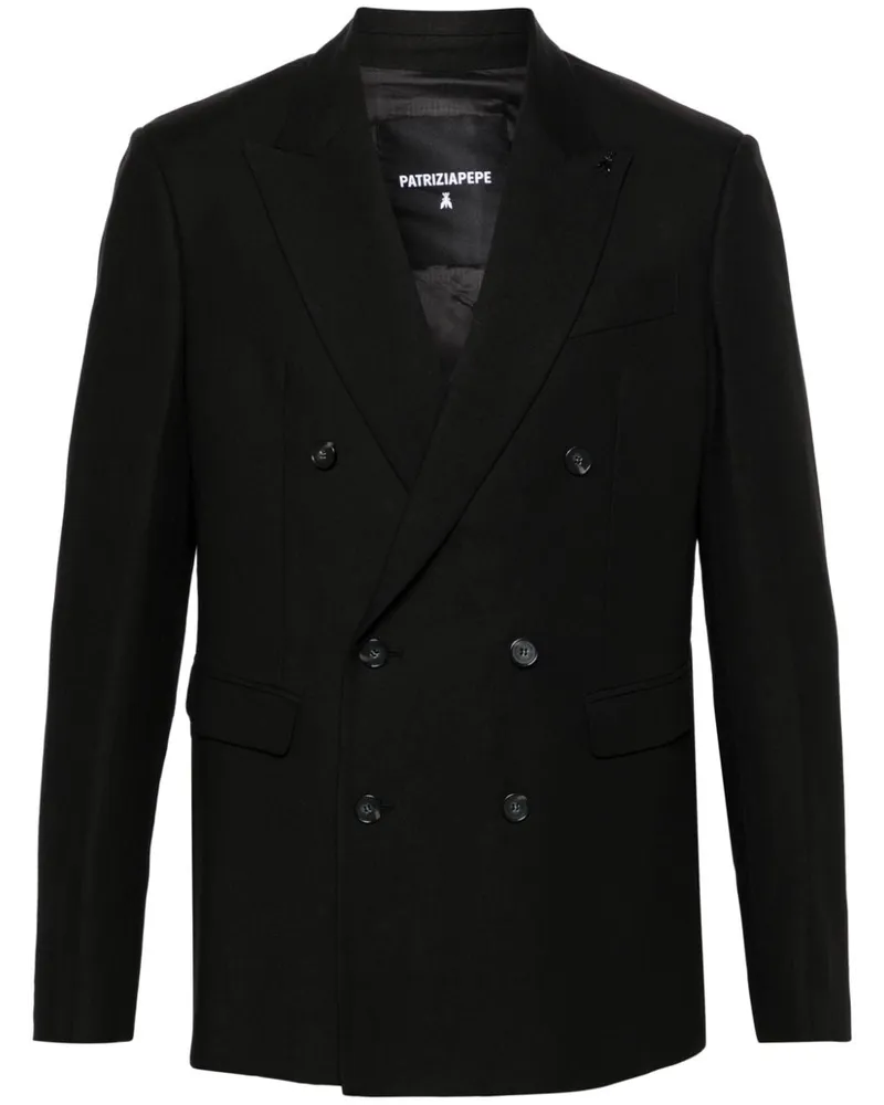 Patrizia Pepe Doppelreihiges Sakko mit Anstecknadel - Schwarz Schwarz