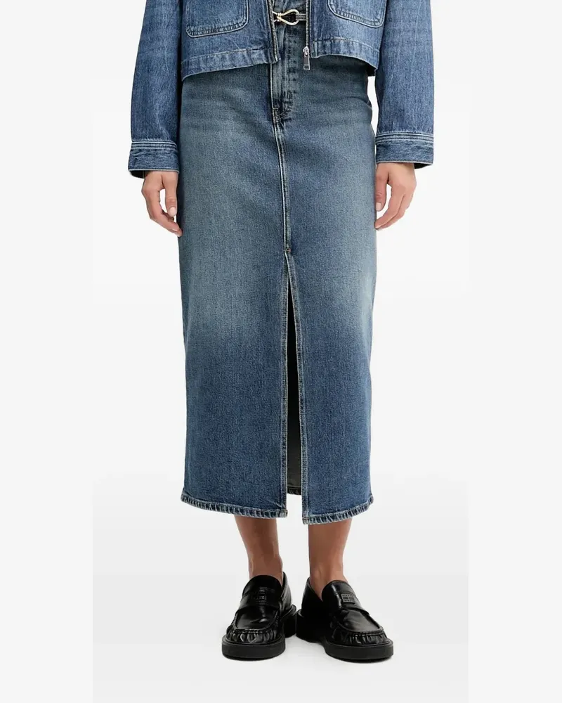 HUGO BOSS front-split denim midi skirt - Blau Blau