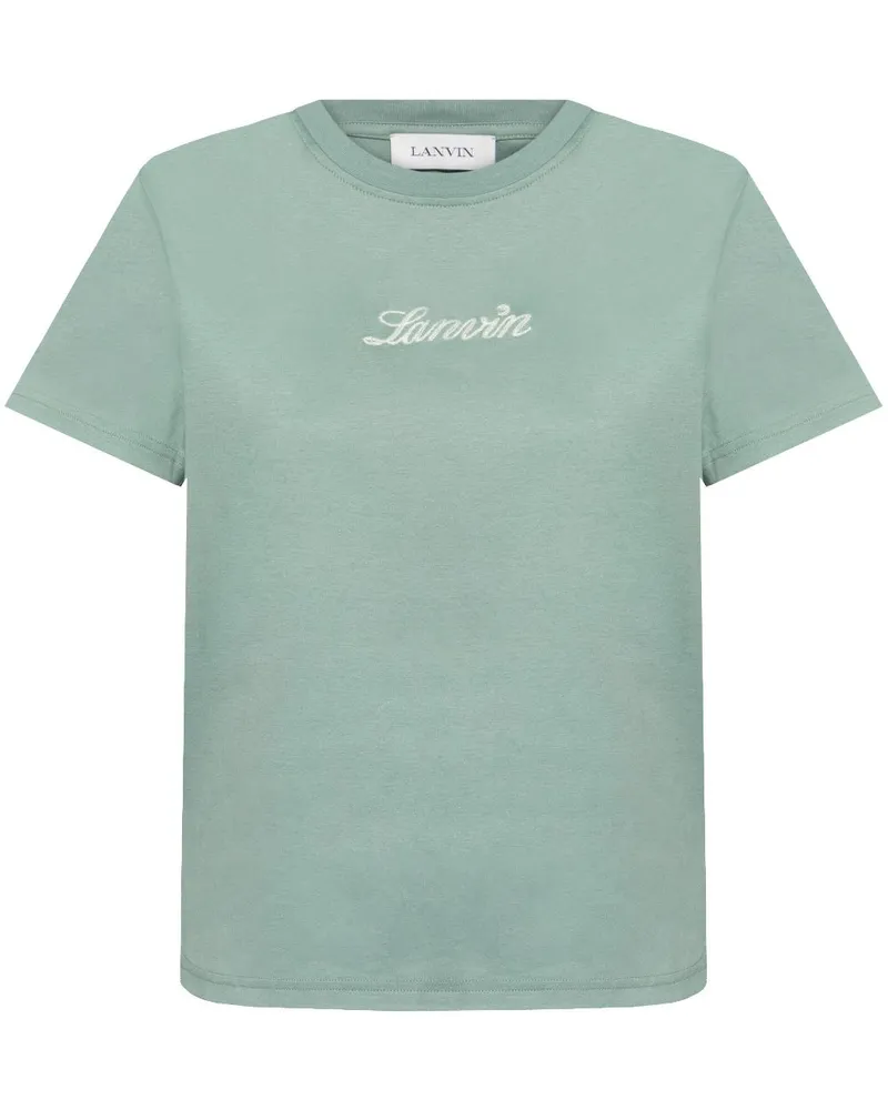 Lanvin T-Shirt mit Logo-Stickerei - Grün Grün