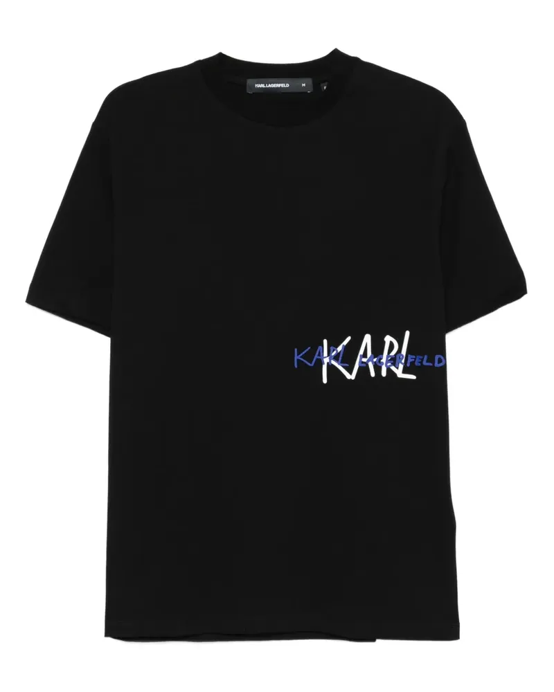 Karl Lagerfeld T-Shirt mit Logo-Stickerei - Schwarz Schwarz