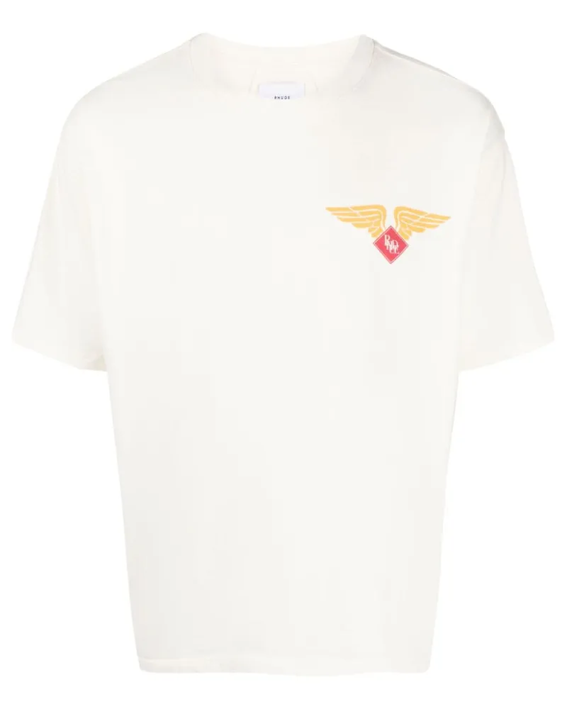 RHUDE T-Shirt mit Logo-Print Nude