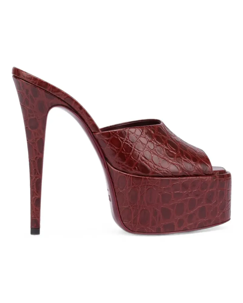 Paris Texas Marina crocodile-effect platform mules - Rot Rot