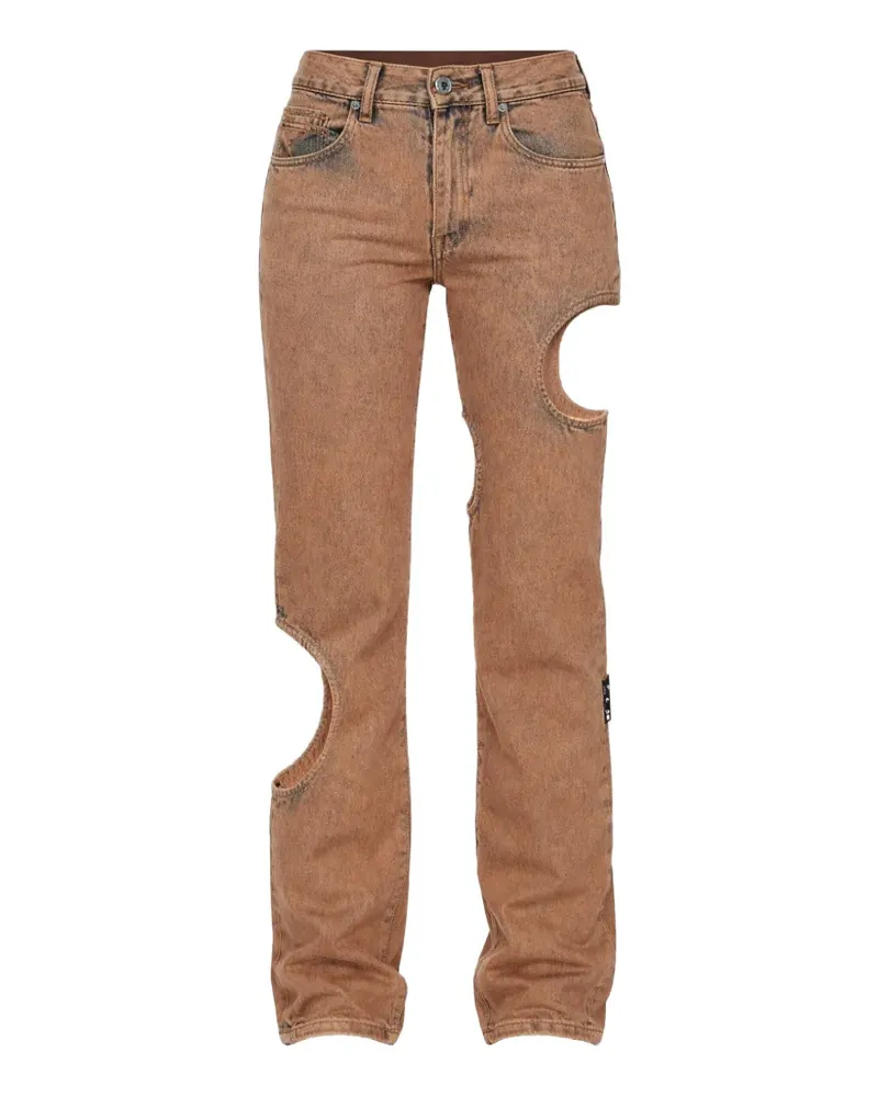 OFF-WHITE cut-out jeans - Orange Orange