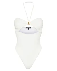 Balmain Neckholder-Badeanzug Nude