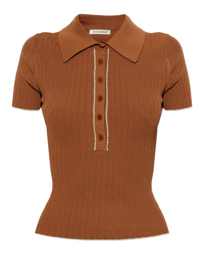 By Malene Birger Benita ribbed-knit polo shirt - Braun Braun