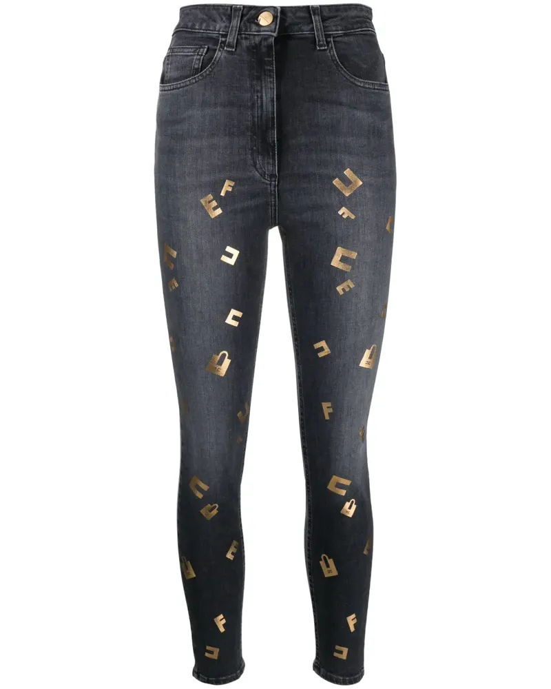 Elisabetta Franchi Skinny-Jeans mit Logo - Schwarz Schwarz