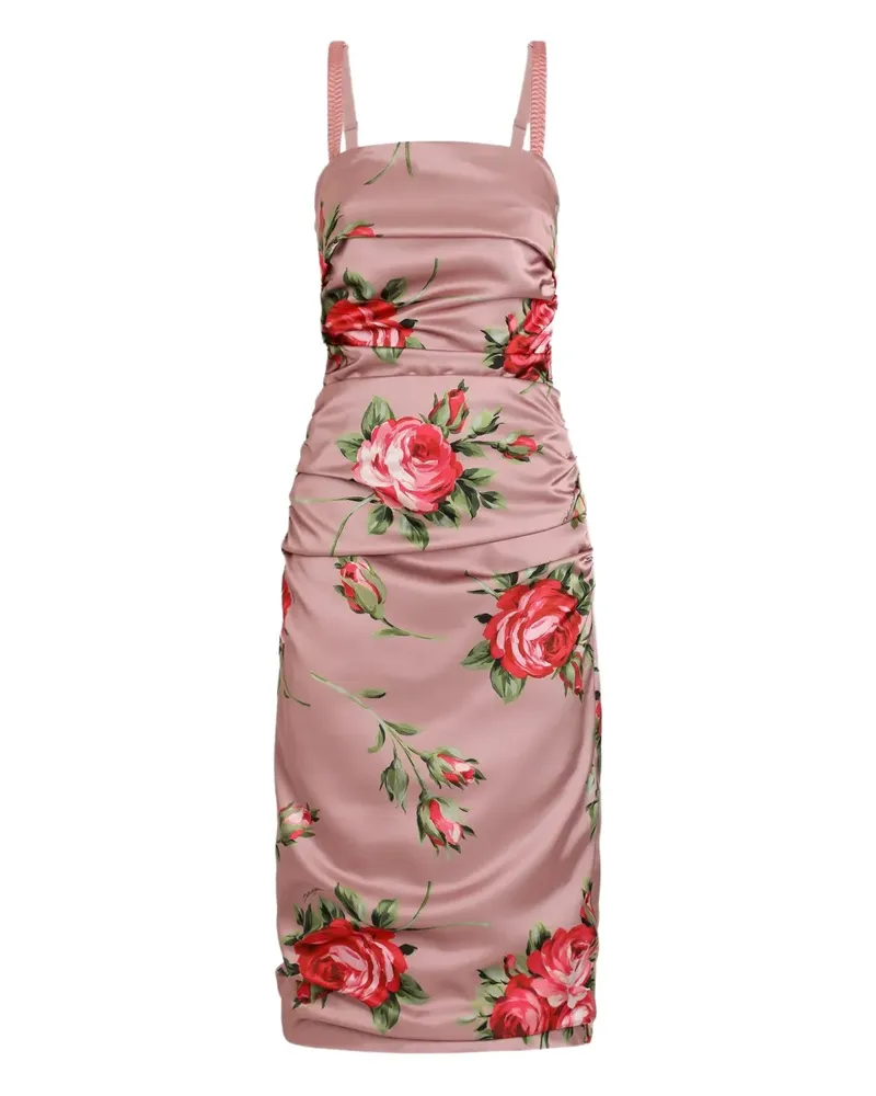 Dolce & Gabbana Midikleid mit Blumenmuster - Rosa Rosa