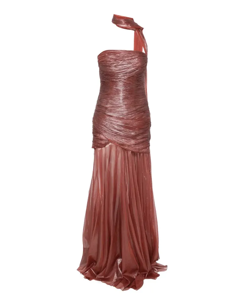 Maria Lucia Hohan Marimar ruched metallic-finish maxi dress - Braun Braun