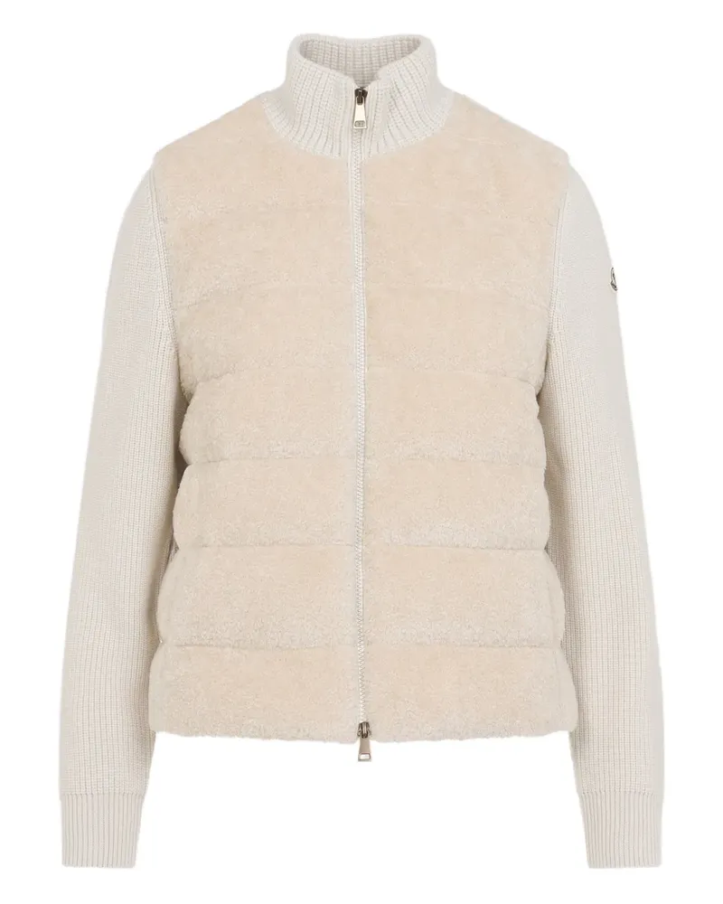 Moncler padded teddy wool zip-up cardigan - Nude Nude