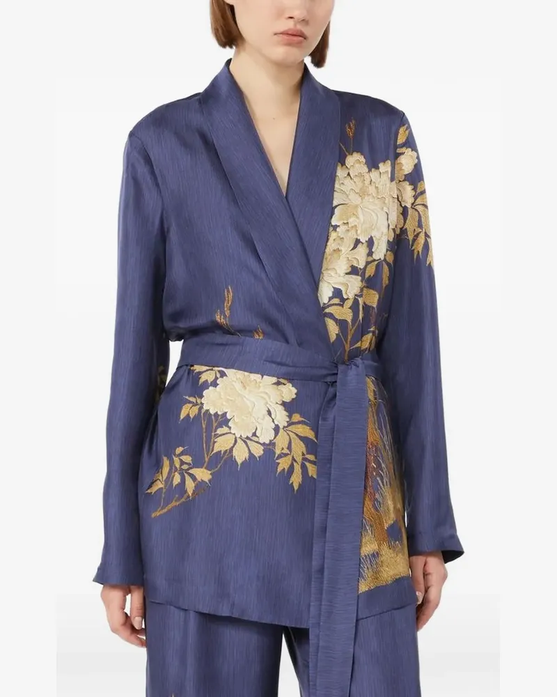 Max Mara Tunika mit Blumen-Print - Blau Blau