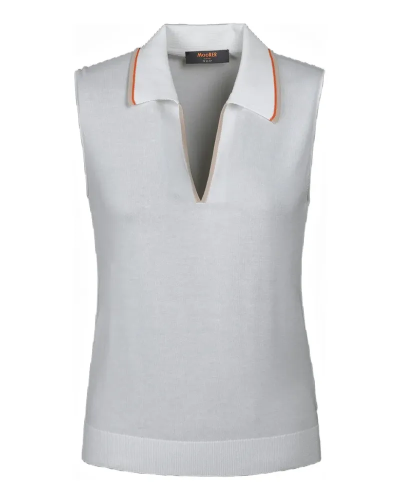 MOORER Shanqin-Cre sleeveless zip-up polo shirt - Weiß Weiß