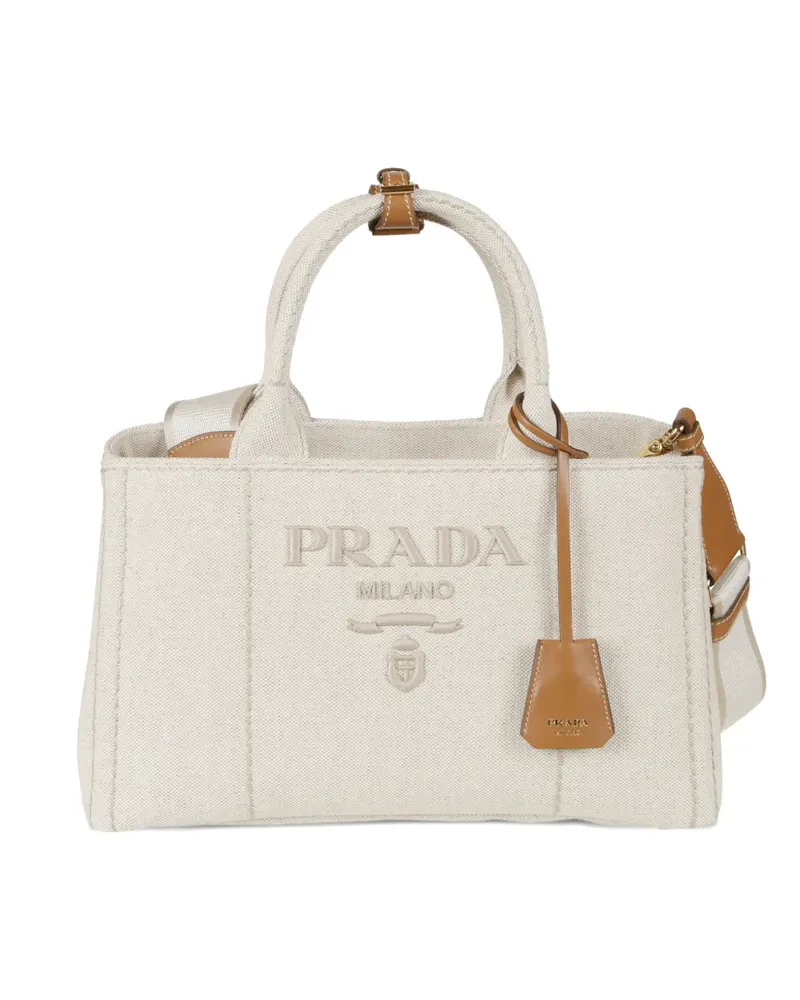 Prada logo-detail top-handles tote bag - Nude Nude