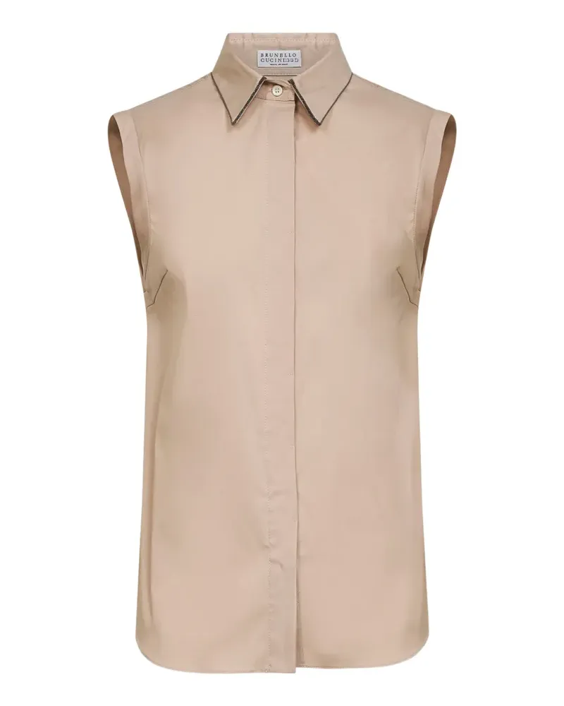 Brunello Cucinelli collar-embellishment shirt - Nude Nude