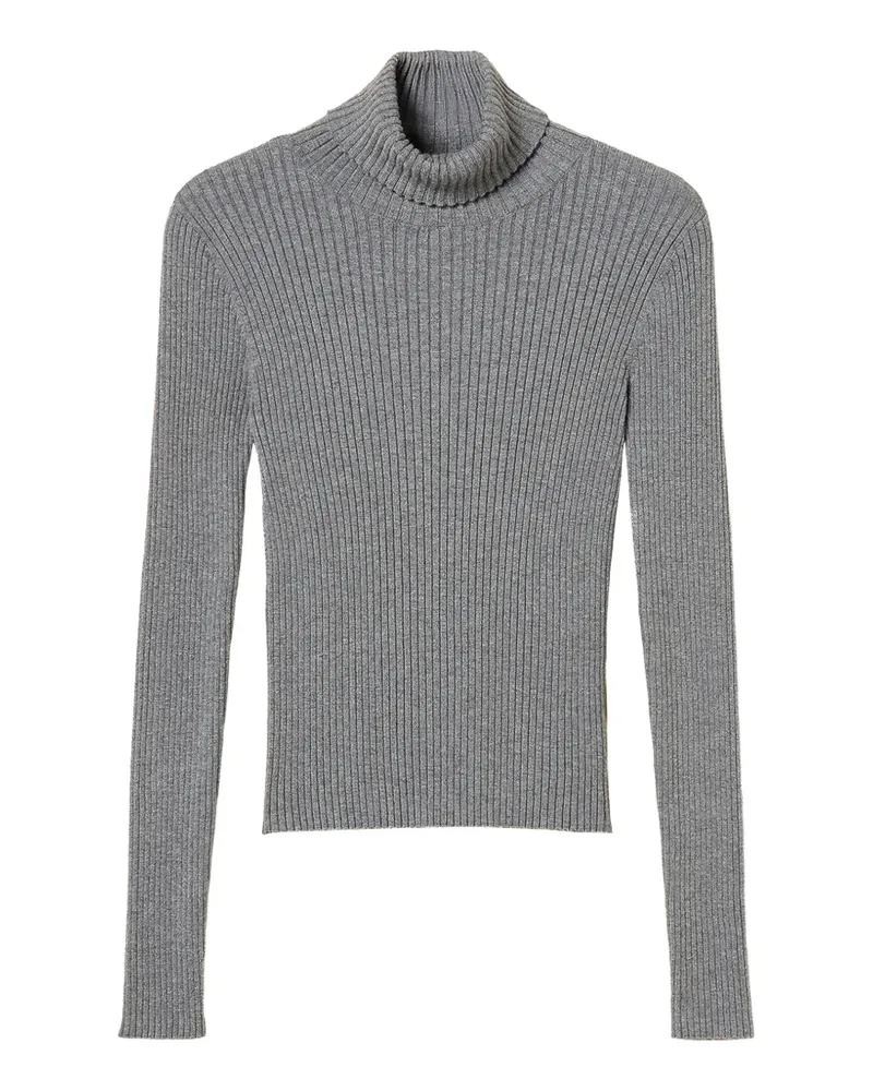 Twin-Set Gerippter Rollkragenpullover - Grau Grau