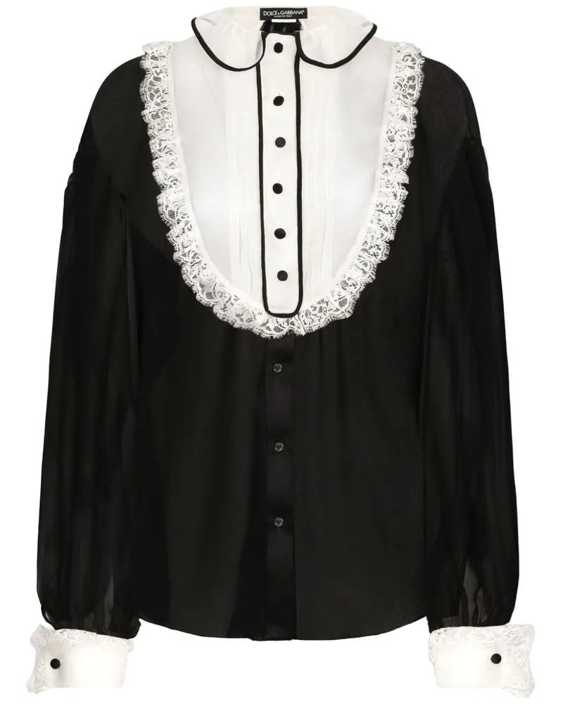Dolce & Gabbana Hemd mit Latzkragen - Schwarz Schwarz